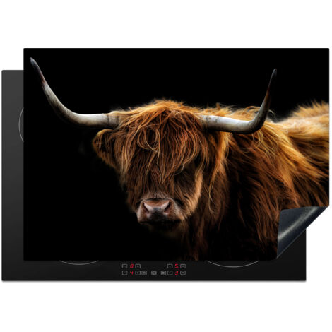 PROTECTION PLAQUE INDUCTION Highlander écossais - Cornes - Noir - Animaux - Nature - Sauvage - Vache Cuisine Accessoire 75x52 cm