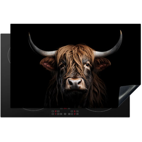 PROTECTION PLAQUE INDUCTION Highlander écossais - Portrait - Noir - Animal Tapis Pour Induction 80x52.2 cm