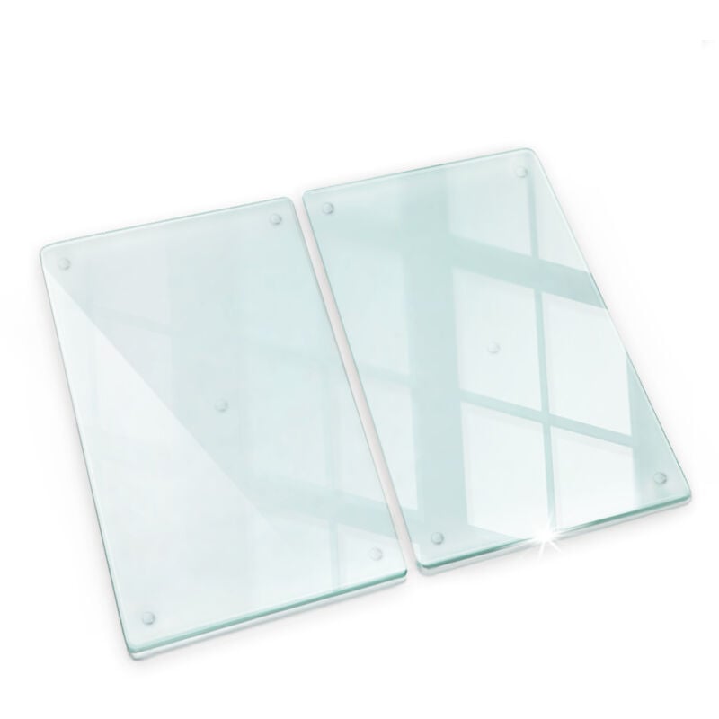 Tulup - Protection plaques cuisson fond de hotte, couvre plaque, verre planche découper, planche de cuisine, verre trempé transparent – 2x30x52 cm