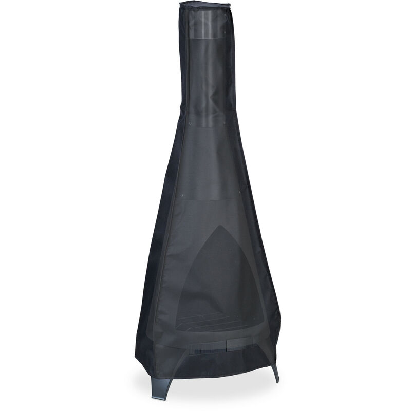 Relaxdays - Protection poêle extérieur, h x d : 120 x 44 cm, étanche, polyester 420D & pvc, pour cheminée extérieure, noir