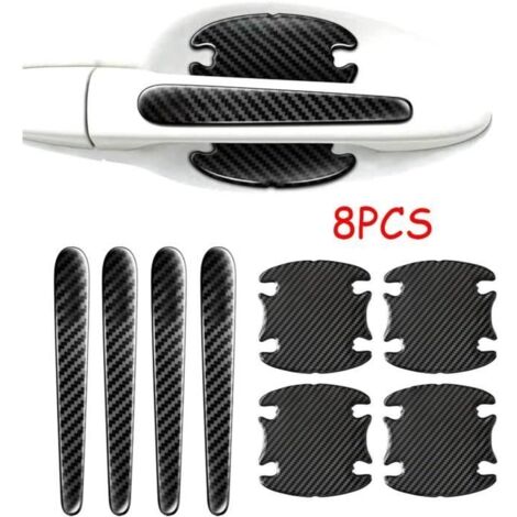 Protection Portière Voiture,Autocollant de Porte de Poignée de Voiture en fibre de carbone,Sticker Anti Rayure et frottements,Noir