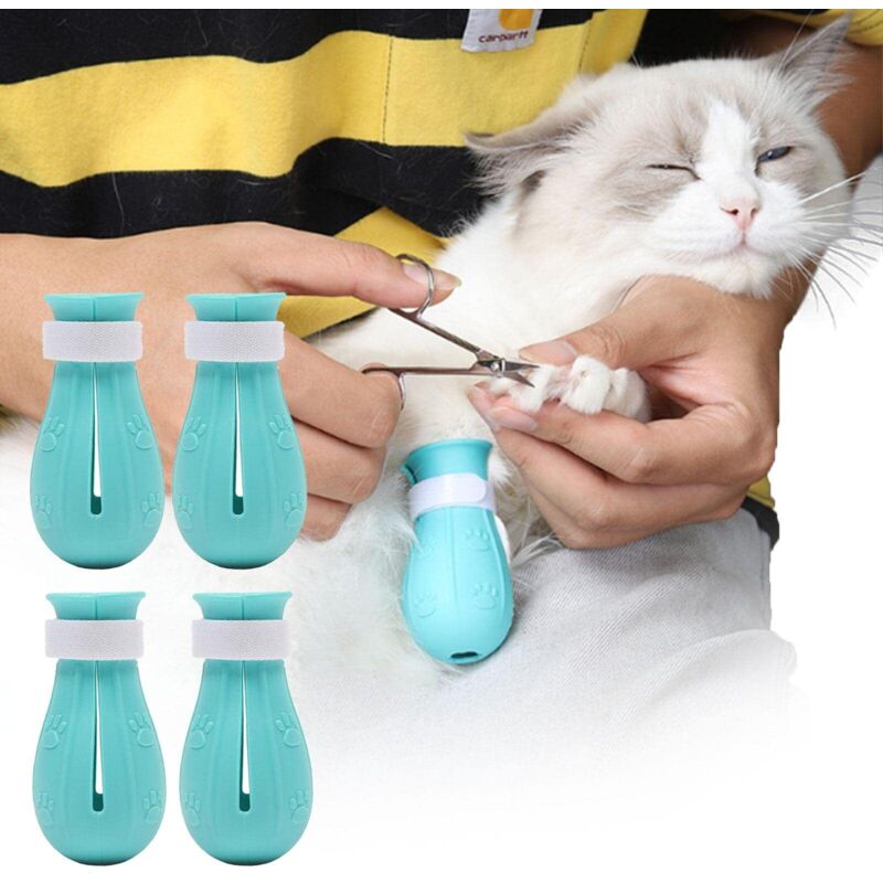 Protection pour Pattes Chat Couvre-Pieds réglables, Chaussons Anti-Rayures pour Chat avec Autocollant Magique