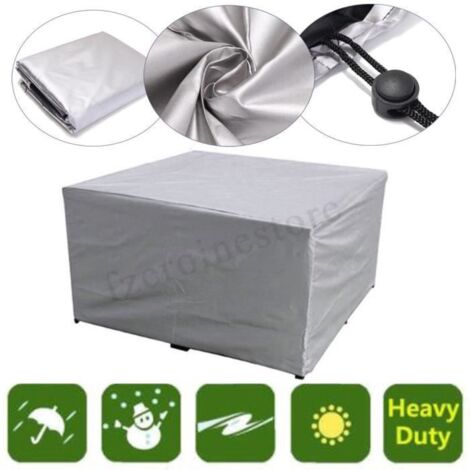 Protection pour Table de Jardin Rectangulaire - Housse Coupe-Vent en Tissu Oxford 210D - Gris