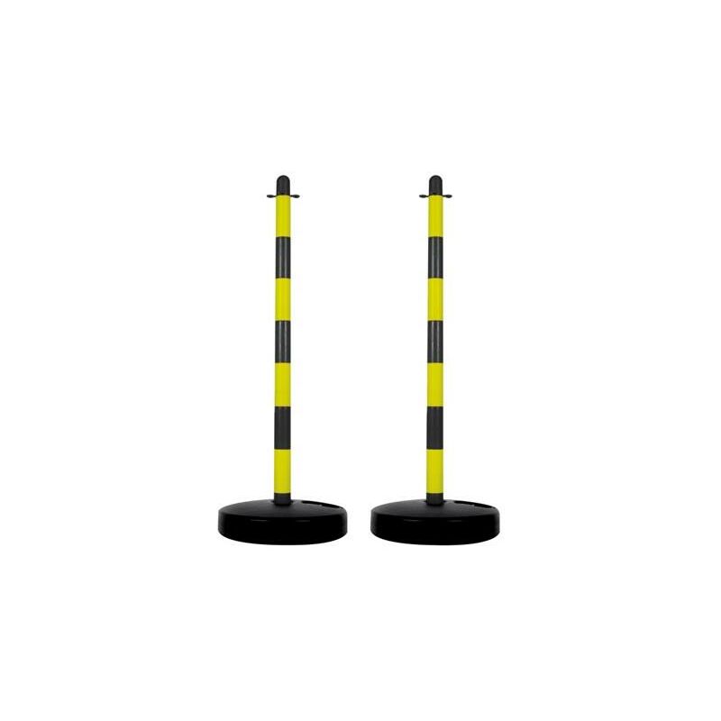 Image of Perel - yellow/black plastic post for security chain - 2 pcs