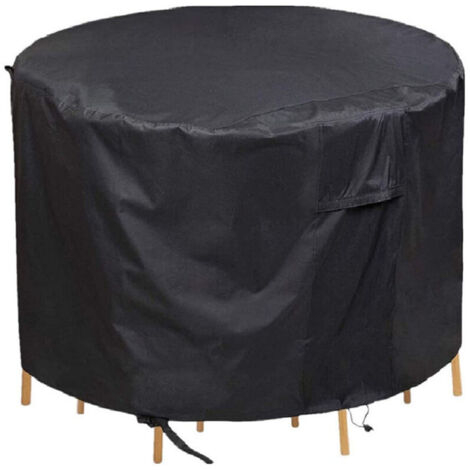 Protection Table Jardin Canapés Housse De Protection Ronde Imperméable pour Meubles, Patio De Jardin Extérieur, Ensemble De Chaises De Table, Housse Anti-poussière(185x110cm)