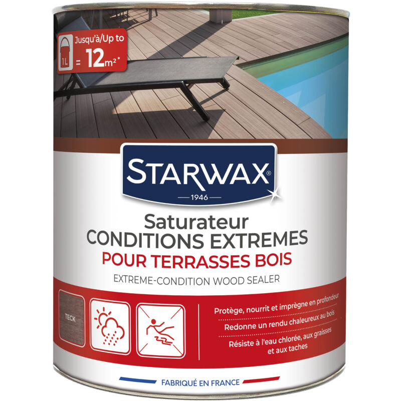 Saturateur haute protection pour terrasses et bois extérieurs teck 1L Starwax