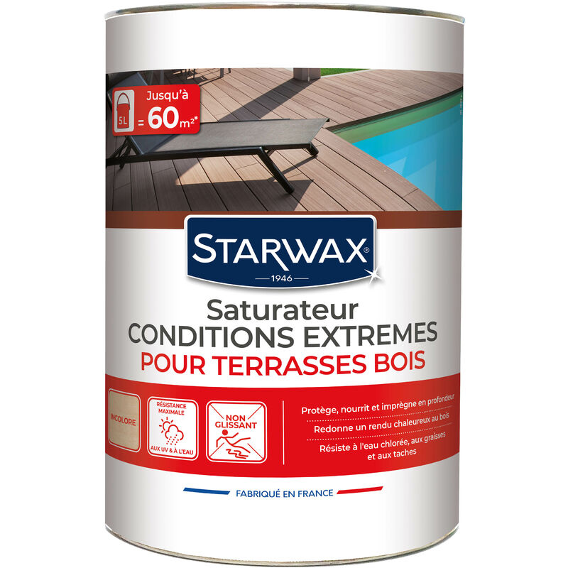 Starwax - Saturateur haute protection pour terrasses en bois teinte