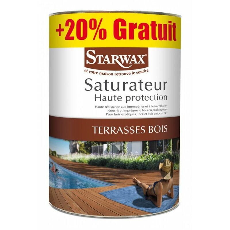 Starwax - Saturateur Haute Protection Terasse Bois 6 litres Max f