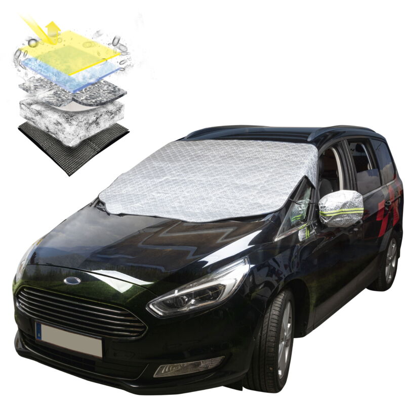 Protection thermique de pare-brise Premium avec couverture de rétroviseur latéral 157x126 cm