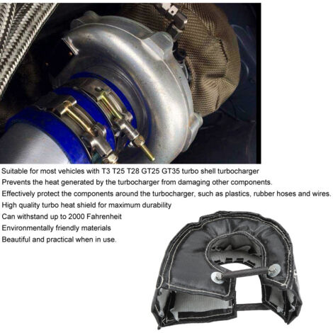 Protection thermique turbo en couverture isolante pour turbocompresseur T3 T25 T28 GT25 GT35 noir