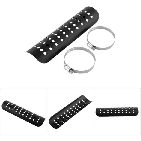 Protection thermique universelle pour tuyau d'échappement de moto - Couverture droite noire anti-chaleur