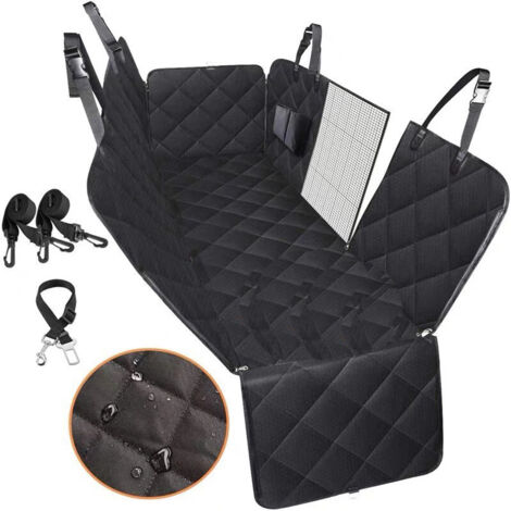 Protection Voiture Chien avec Fenêtre de Visualisation,Housse Voiture Chien Imperméable Anti-déchirure de Siège Arrière Coffre avec Sac de Rangement,Ceinture chien voiture bonus