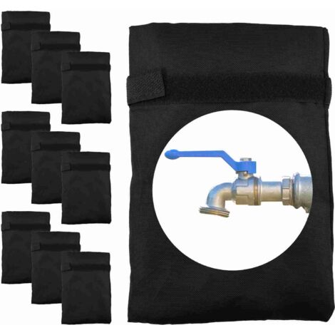 Protections antigel pour robinets extérieurs, chaussettes isolantes renforcées et épaisses (16 x 20 cm), imperméables et réutilisables, lot de 10, noires.