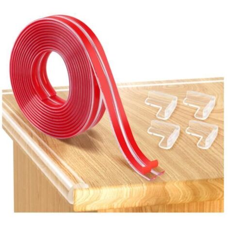Protections Coin de Table Bébé,3m Pré-adhésif Protection Table Bebe et 4 Protecteurs d’Angles,Coin de Table Protection, Silicone