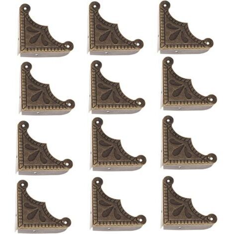 Protections d'angle 40 x 40 x 9 mm – 12 pièces de coins métalliques pour caisses en bois – Accessoires de protection d'angle pour boîtes, cartons, meubles, tables, bronze vintage/rétro/antique