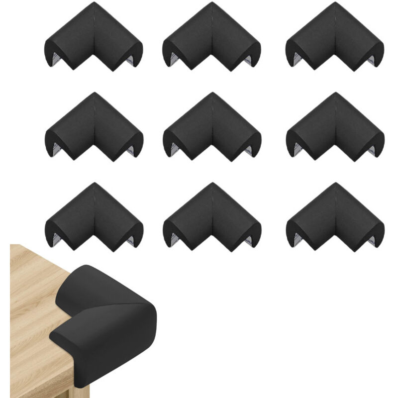Protections d'angle de table, coins de sécurité pour bébé, protections d'angle de table de meubles, noir, 10 pièces