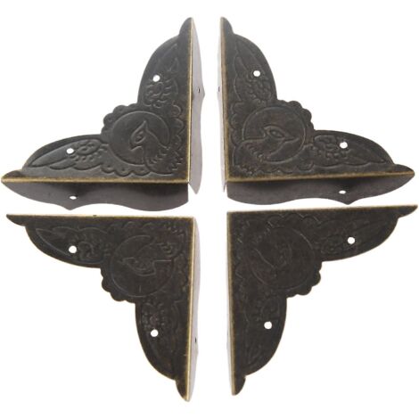 Protections d'angle décoratives en métal pour bijoux, boîtes à vin, coffrets cadeaux, étuis en bois - Lot de 12