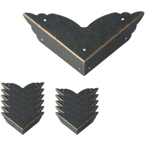 Protections d'angle en métal vintage – Lot de 12 pièces pour meubles, tables, coffres et boîtes à bijoux – Style antique