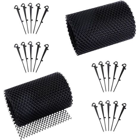 Protections de gouttière, filet de gouttière, filet de toit, filtre de gouttière de toit, filet de protection en plastique pour gouttière (15 x 600cm, noir)
