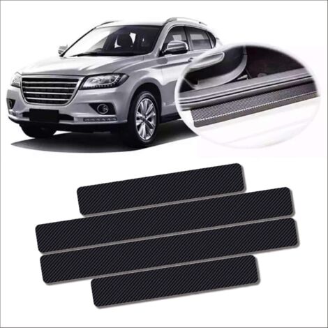 Protections de seuil de porte de voiture, noires, 606,8cm + 406,8cm, 4 protections anti-rayures en fibre de carbone.