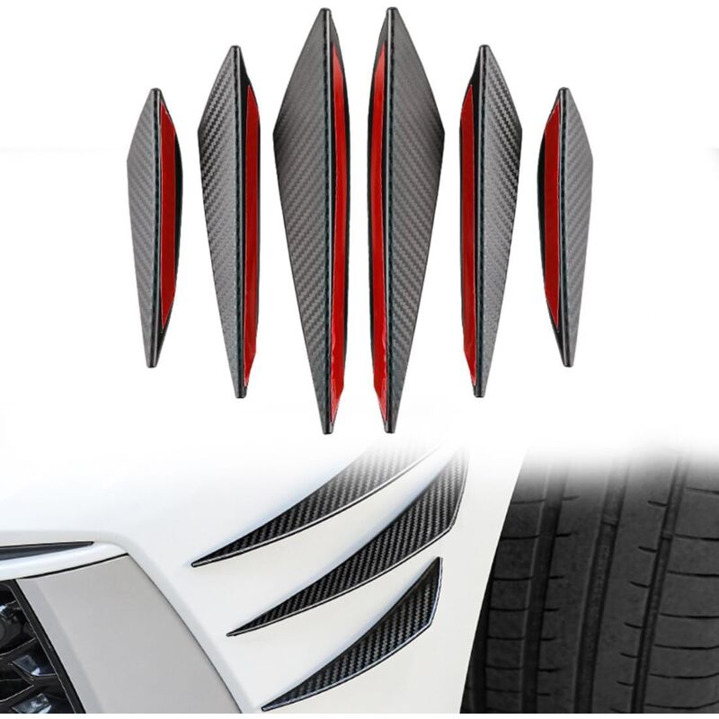 Protections pour portières auto,Spoiler modifié pour voiture, motif de brasage au carbone, 6 pièces, aileron universel en forme de croissant, jupe