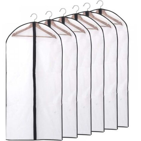 Protective clothing cover, dustproof, waterproof, anti-mite and anti-humidity, 6 pieces 60 140 cm (black)