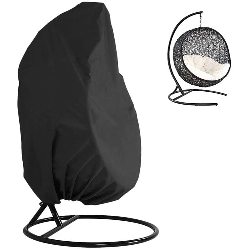 Xinuy - Protective Cover, Egg Swing Chair Covers Waterproof Dust Proof Black Hanging Chair Cover for Outdoor Garden Patio Swing Chair 190 x 115cm