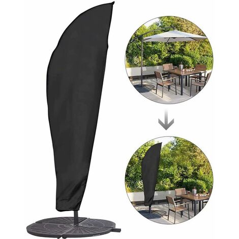 Protective cover for parasol with stem and offset parasol 2 to 4 m Large parasol Protection against bad weather, UV rays and the wind Outdoor for deported parasol 280 x 30/81/46 cm