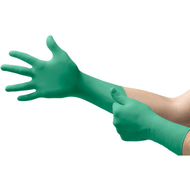 Ansell TouchNTuff 92-605 Disposable Nitrile Gloves, Extended Cuff, Size 7.5-8