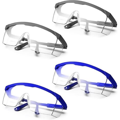 Protective Goggles, 4 Pieces Clear Adjustable Safety Goggles Safety Goggles UV Protection Anti-Fog Full Vision Goggles for Gardening Work