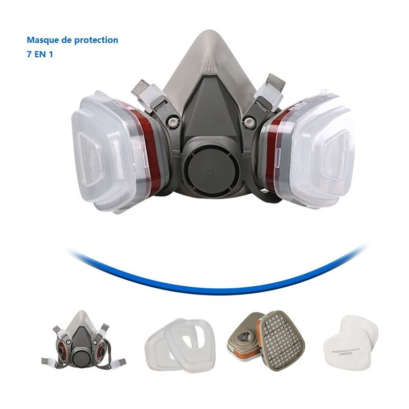 Protective Mask 7 In 1 Protection Mask, Painting Mask, Reusable With Anti Dust Filter, Respiratory Gas Mask With Filter For Spraying, Painting, Work,