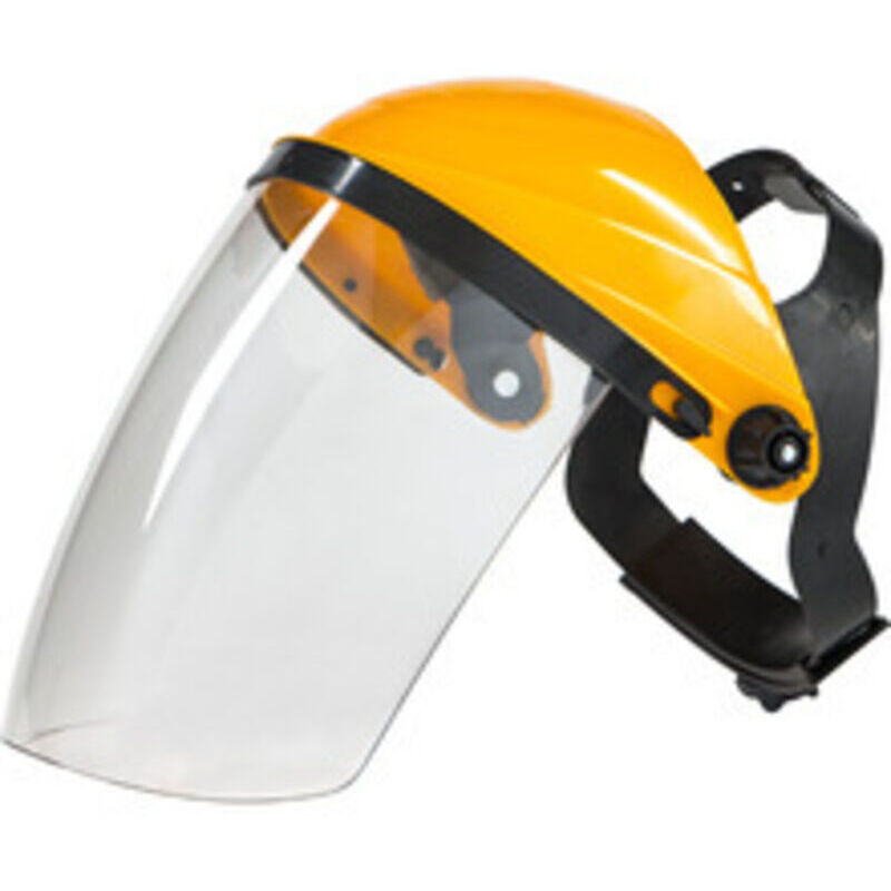 Protective visor with headband and polycarbonate visor for trimmers and brushcutters, yellow
