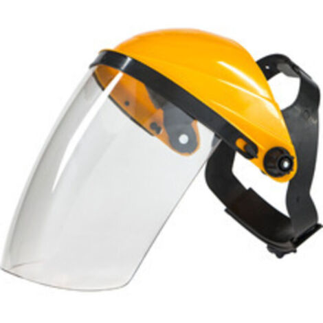 Protective visor with headband and polycarbonate visor for trimmers and brushcutters, yellow