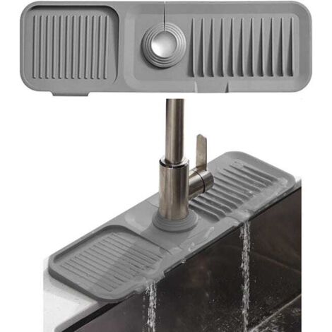 Protector antisalpicaduras para grifo, almohadilla de silicona para grifo, cocina, baño, almohadilla de secado para encimera (gris)