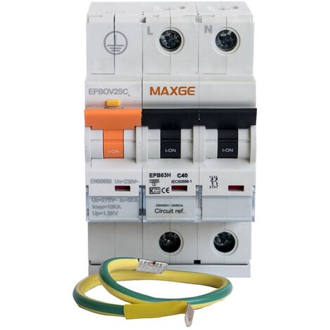 MAXGE Protector combinado sobretensiones permanentes transitorias Blanco 40 A