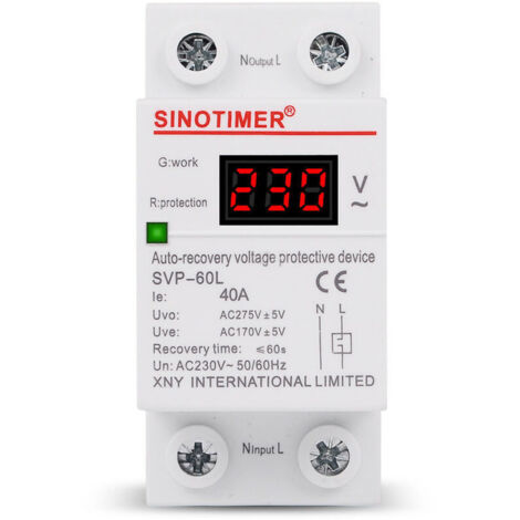 Protector contra sobretensiones monofásico SVP-60L, dispositivo de protección automática contra sobretensiones, disyuntor de 40 A.