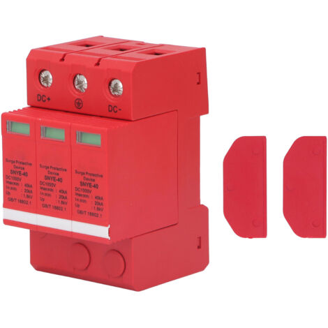 Protector contra sobretensiones para caja de empotrar SNYE 40, 40 kA DC1000 V 3P, material de PC ignífugo, rojo/naranja, montaje en riel de 35 mm.