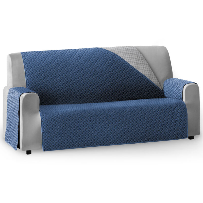 

Protector Cubre Sof� Acolchado Reversible Circulos Vipalia 4 Plazas Azul - Gris