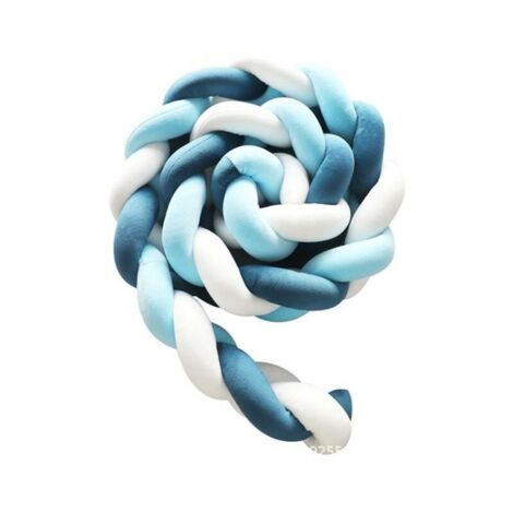 Protector de cama trenzado 3M, color azul oscuro, azul y blanco Protector de cama para bebé
