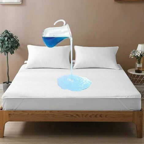 Protector de colchón impermeable de 90 x 200 cm, hipoalergénico, transpirable, de algodón, con 4 esquinas elásticas.
