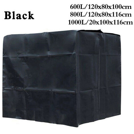 Protector de contenedor IBC de 1000/800/600L, protector solar impermeable, tela Oxford, cubierta protectora a prueba de polvo para tanque de agua de jardín,Black,120x80x116cm