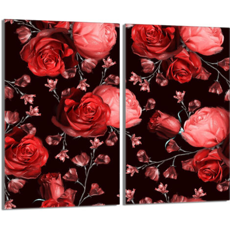 Protector de cristal para estufa 2x30x52 Rosas