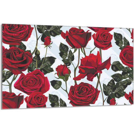 Protector de cristal para estufa 80x52 Rosas
