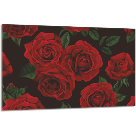 Protector de cristal para estufa 80x52 Rosas