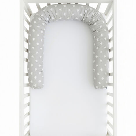 Protector de cuna con ruedas Minky Pillow de 200 cm - estrellas grises