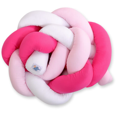 Protector de cuna trenzado - Blanco-Rosa-Rosa oscuro