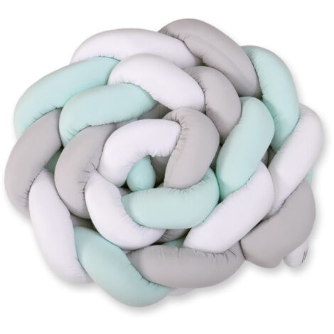 Protector de cuna trenzado XXL - blanco-gris-menta