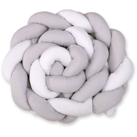 Protector de cuna trenzado XXL - blanco y gris