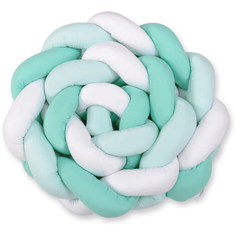 Protector de cuna trenzado XXL - blanco y menta