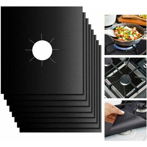 Protector de estufa de gas, juego de 8 protectores de quemador de estufa de gas antiadherentes reutilizables para cocinar en la cocina